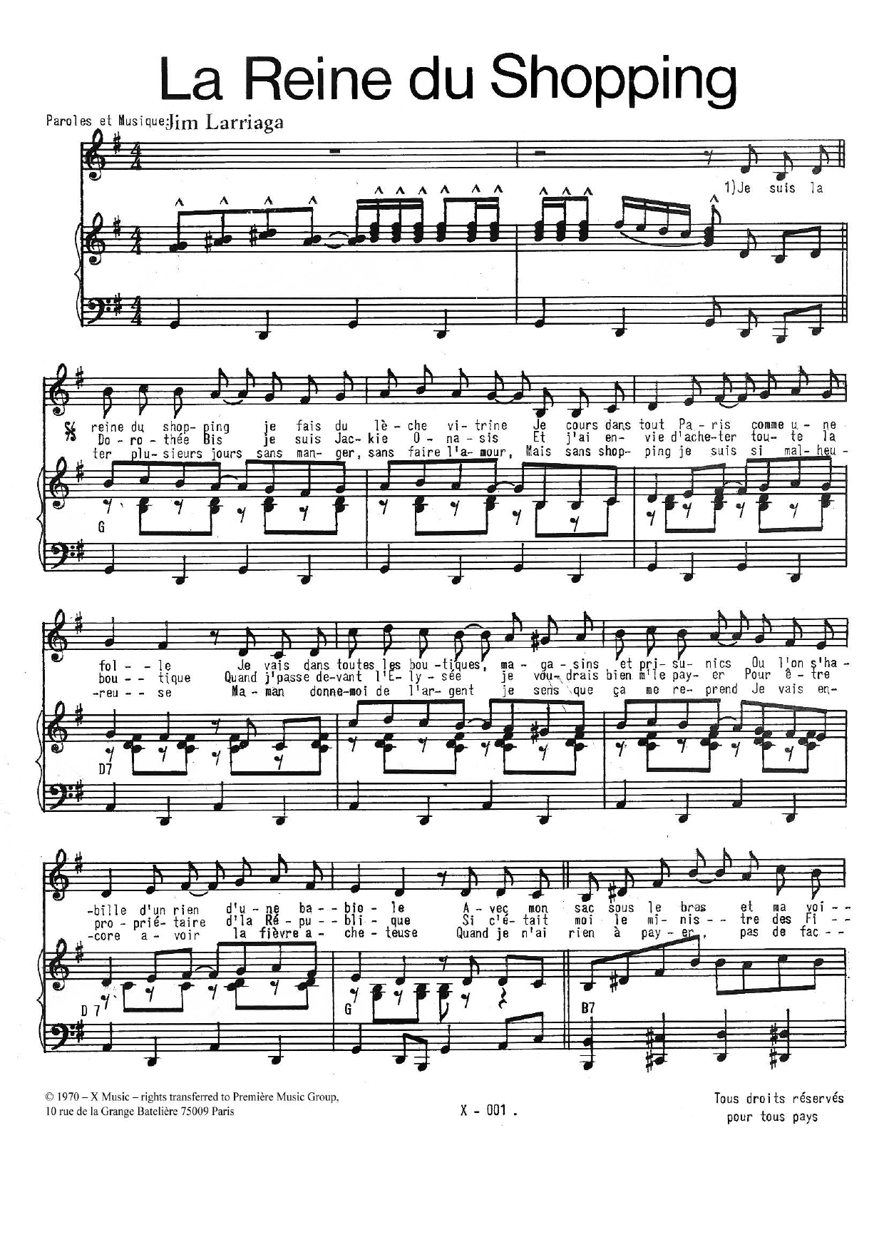 Jim Larriaga La Reine Du Shopping Sheet Music