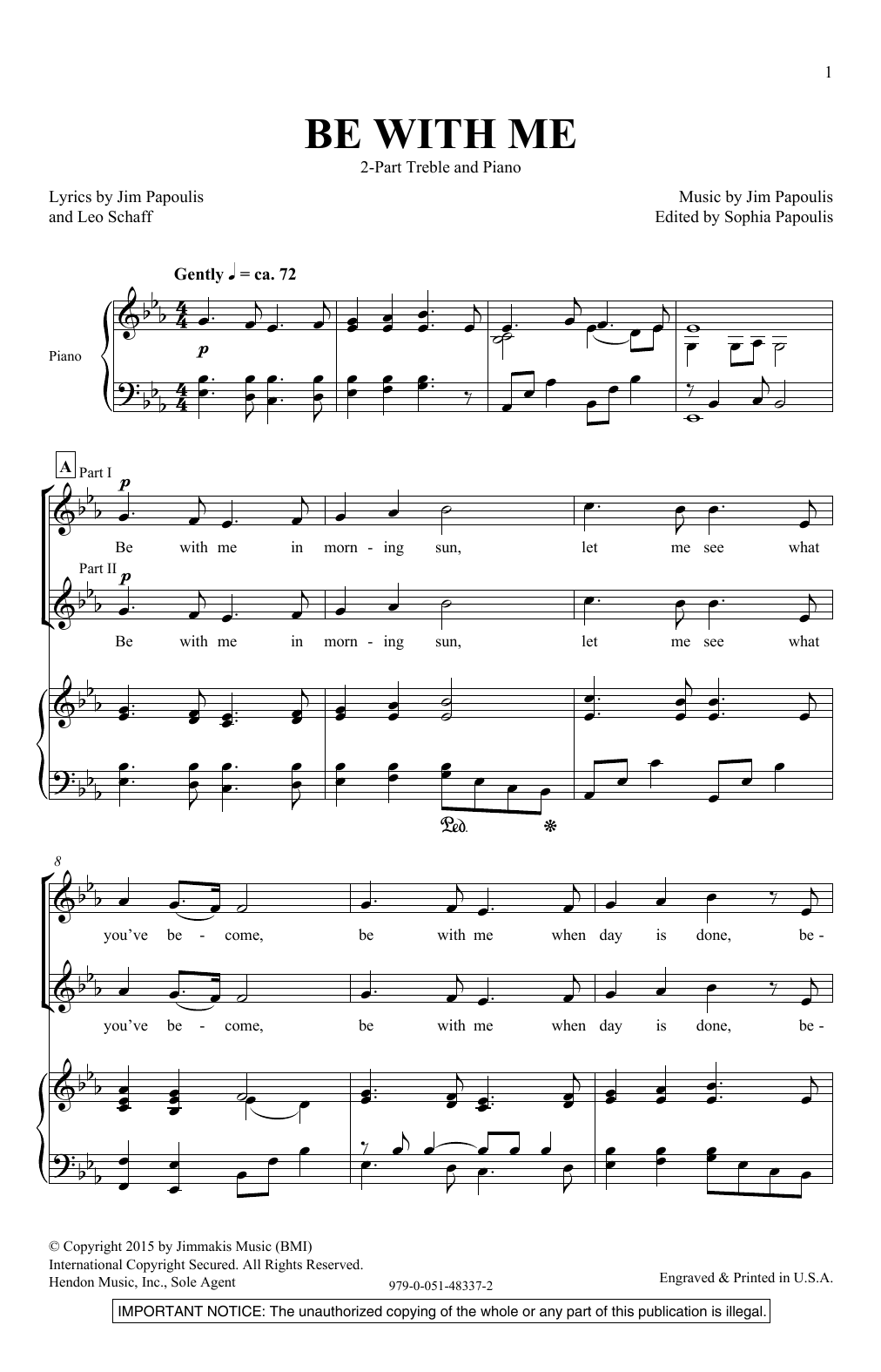 Jim Papoulis Be With Me Sheet Music