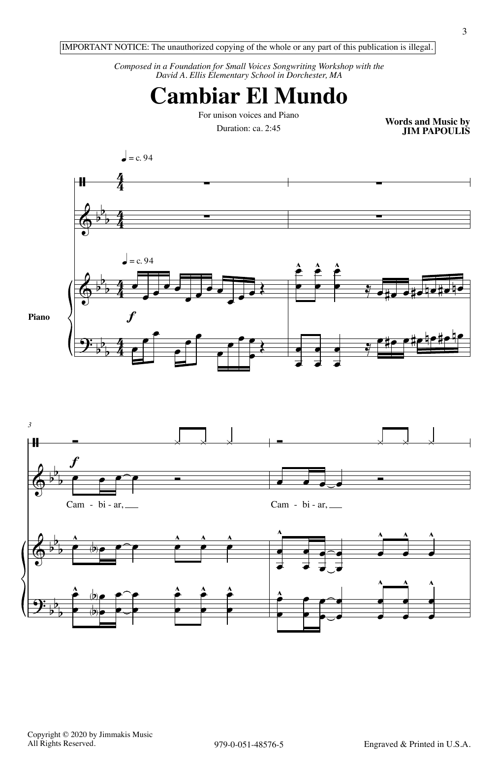 Jim Papoulis Cambiar El Mundo Sheet Music