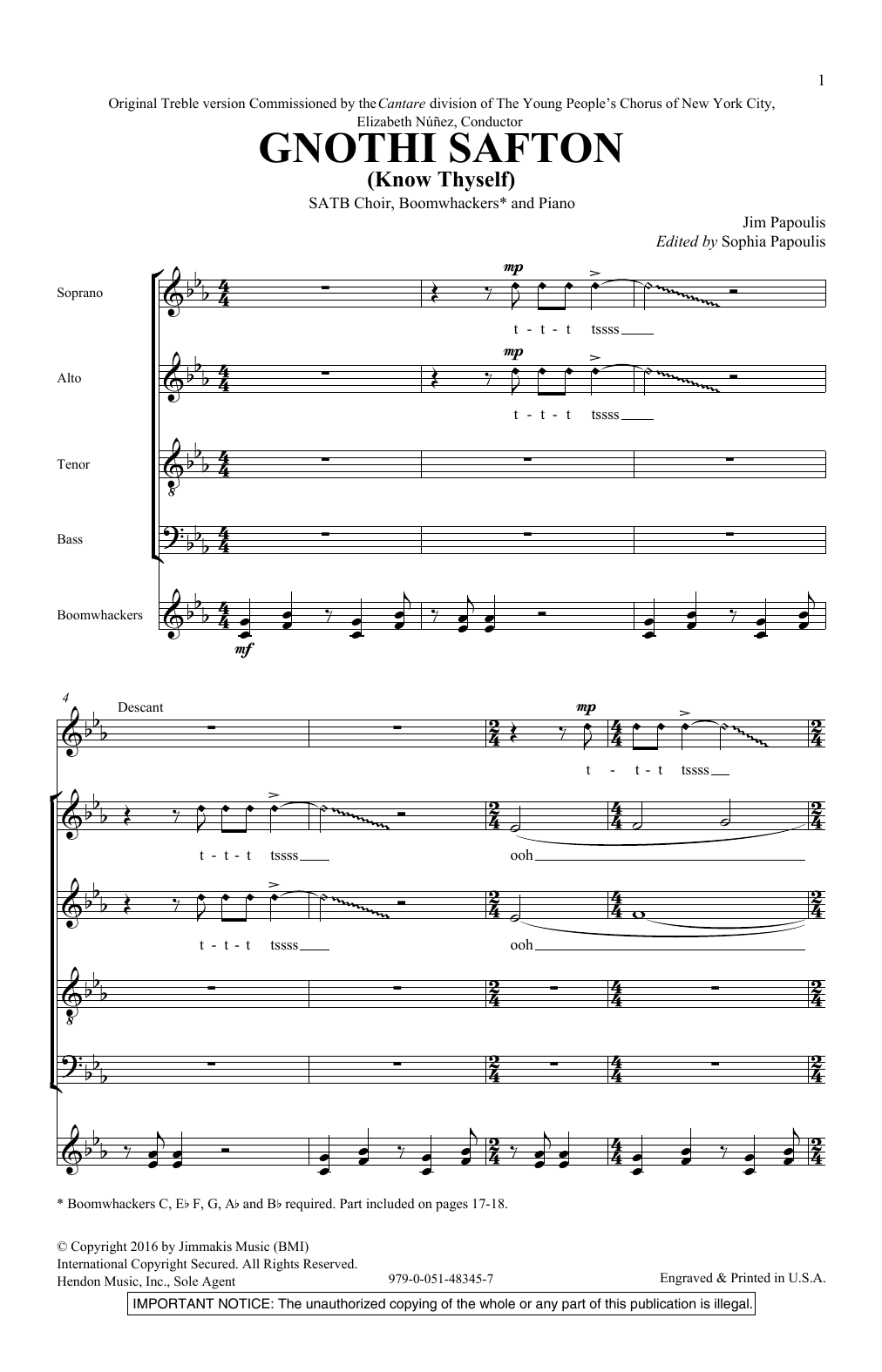 Jim Papoulis Gnothi Safton Sheet Music