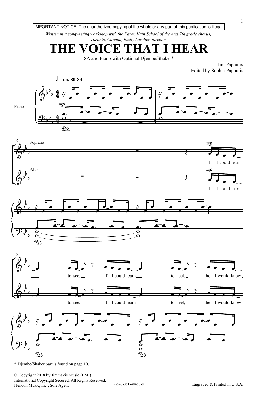Jim Papoulis The Voice That I Hear Sheet Music