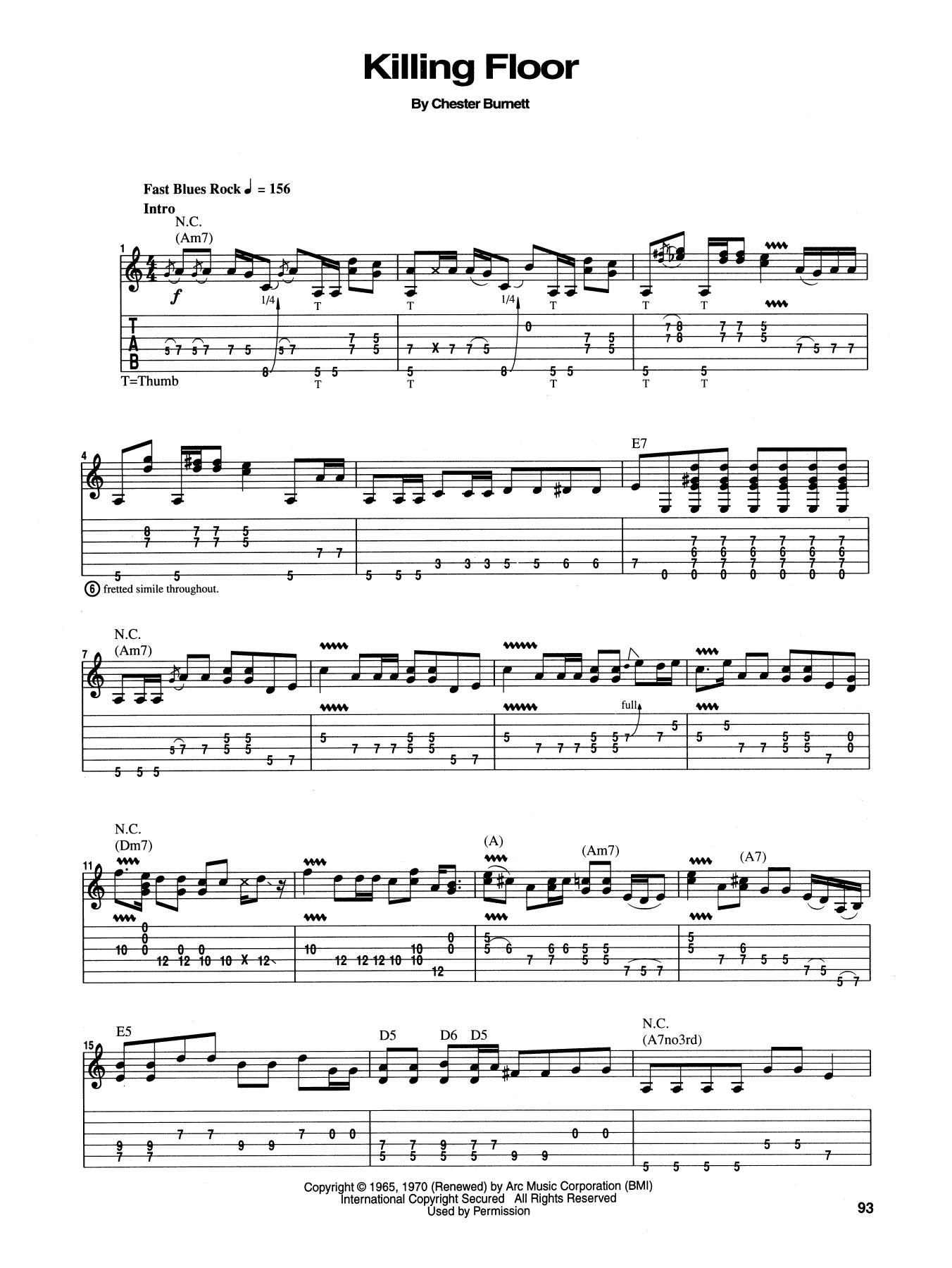 Jimi Hendrix Killing Floor Sheet Music