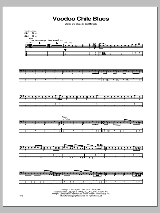Jimi Hendrix Voodoo Chile Blues Sheet Music