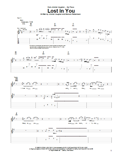 Jimmie Vaughan Lost In You Sheet Music