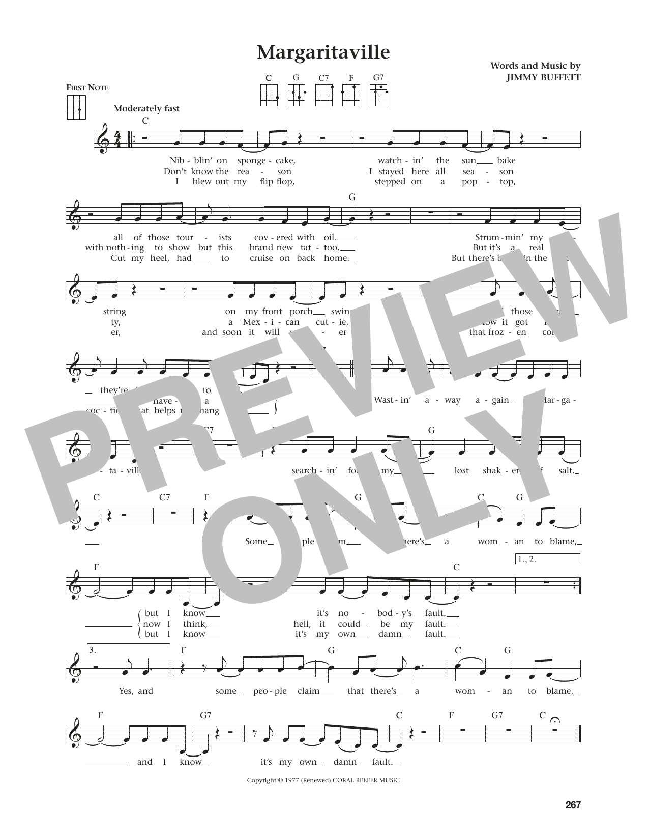 Jimmy Buffett Margaritaville (from The Daily Ukulele) (arr. Jim Beloff) Sheet Music