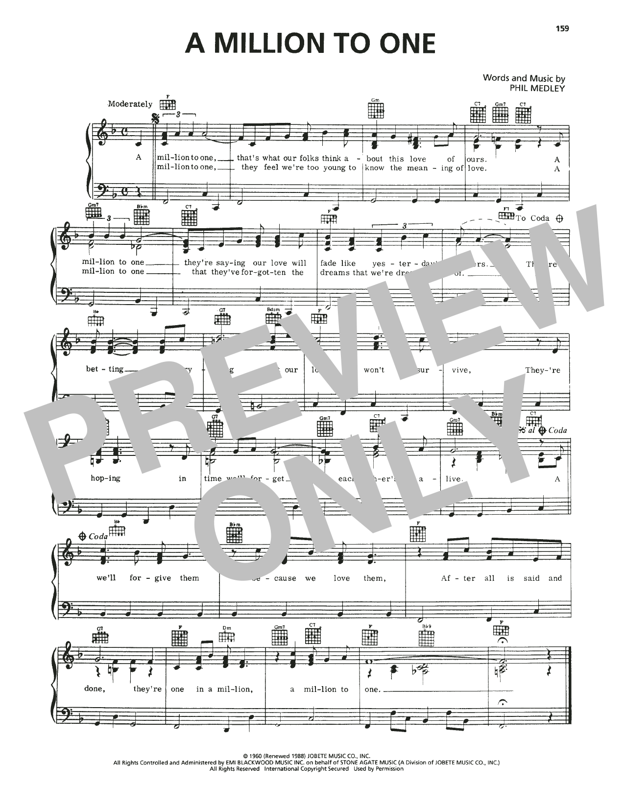 Jimmy Charles A Million To One Sheet Music