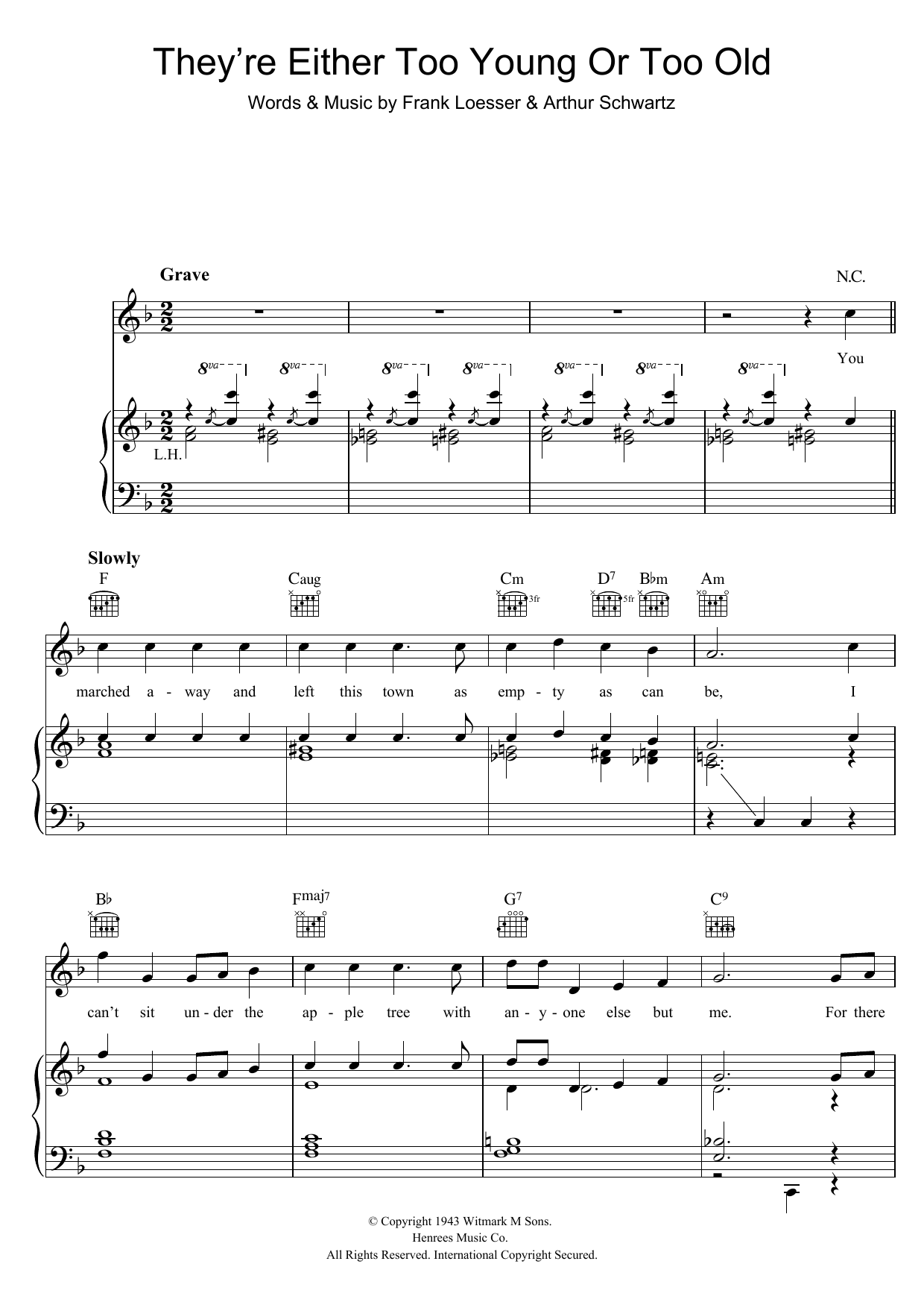 Jimmy Dorsey They're Either Too Young Or Too Old Sheet Music