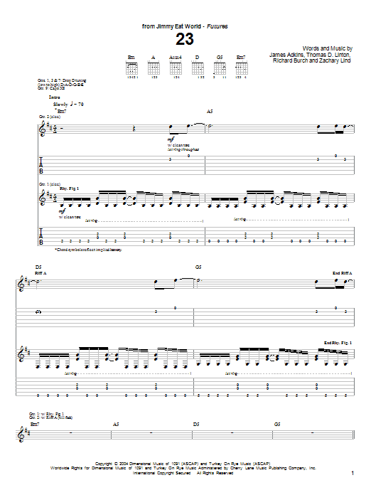 Jimmy Eat World 23 Sheet Music