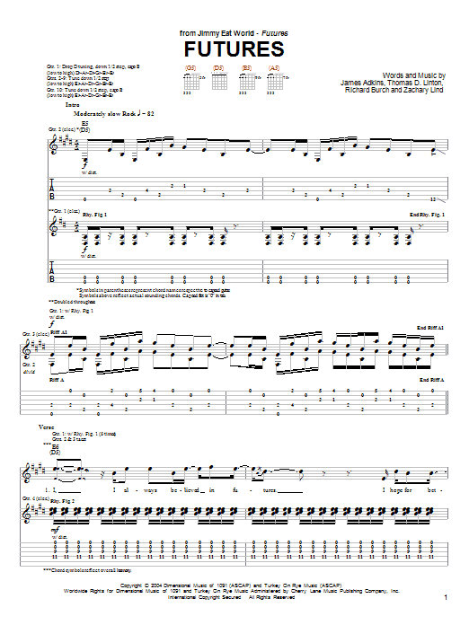 Jimmy Eat World Futures Sheet Music