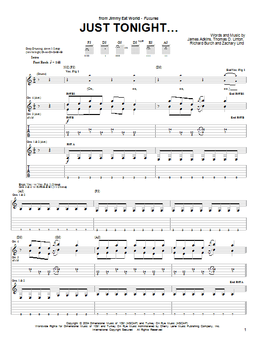 Jimmy Eat World Just Tonight... Sheet Music