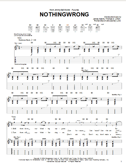 Jimmy Eat World Nothingwrong Sheet Music