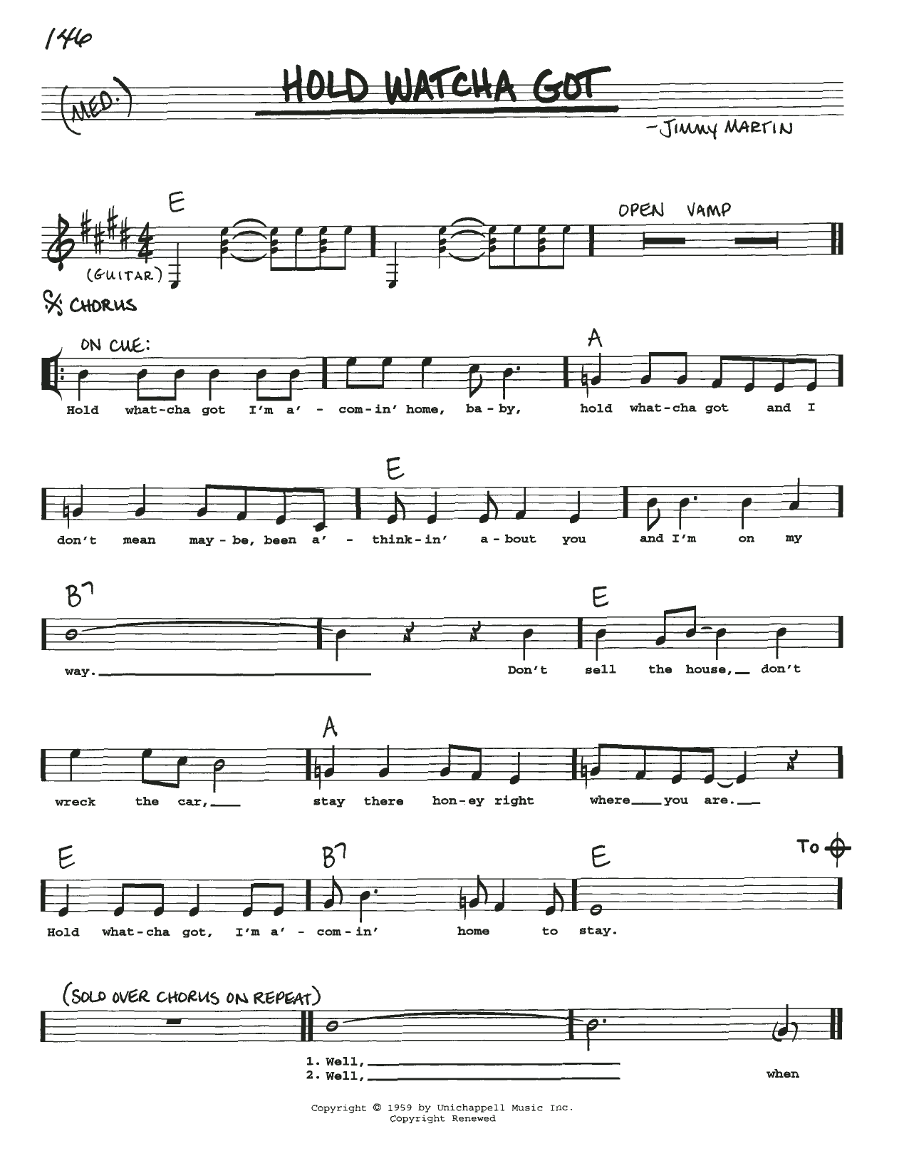 Jimmy Martin Hold Whatcha Got Sheet Music