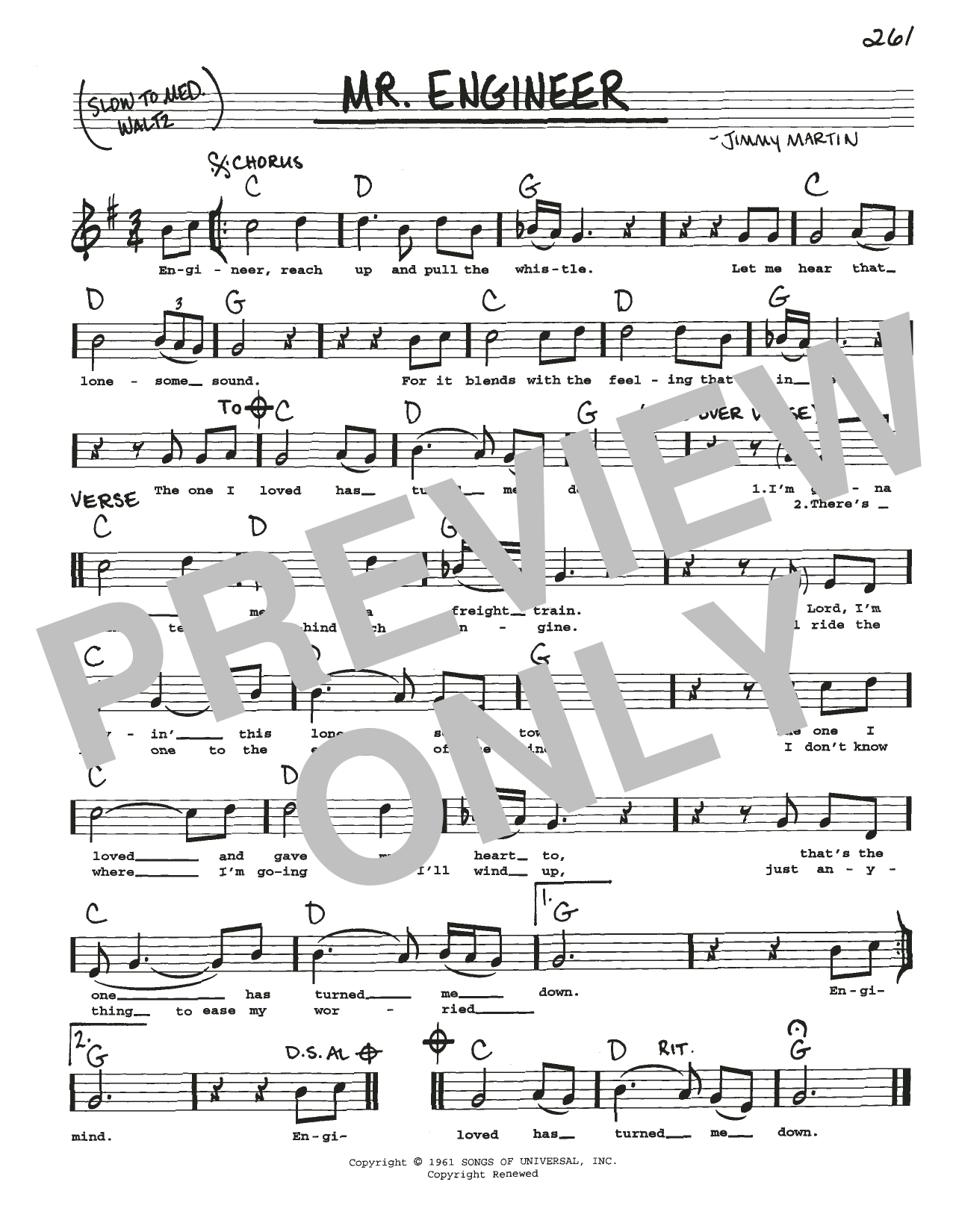 Jimmy Martin Mr. Engineer Sheet Music