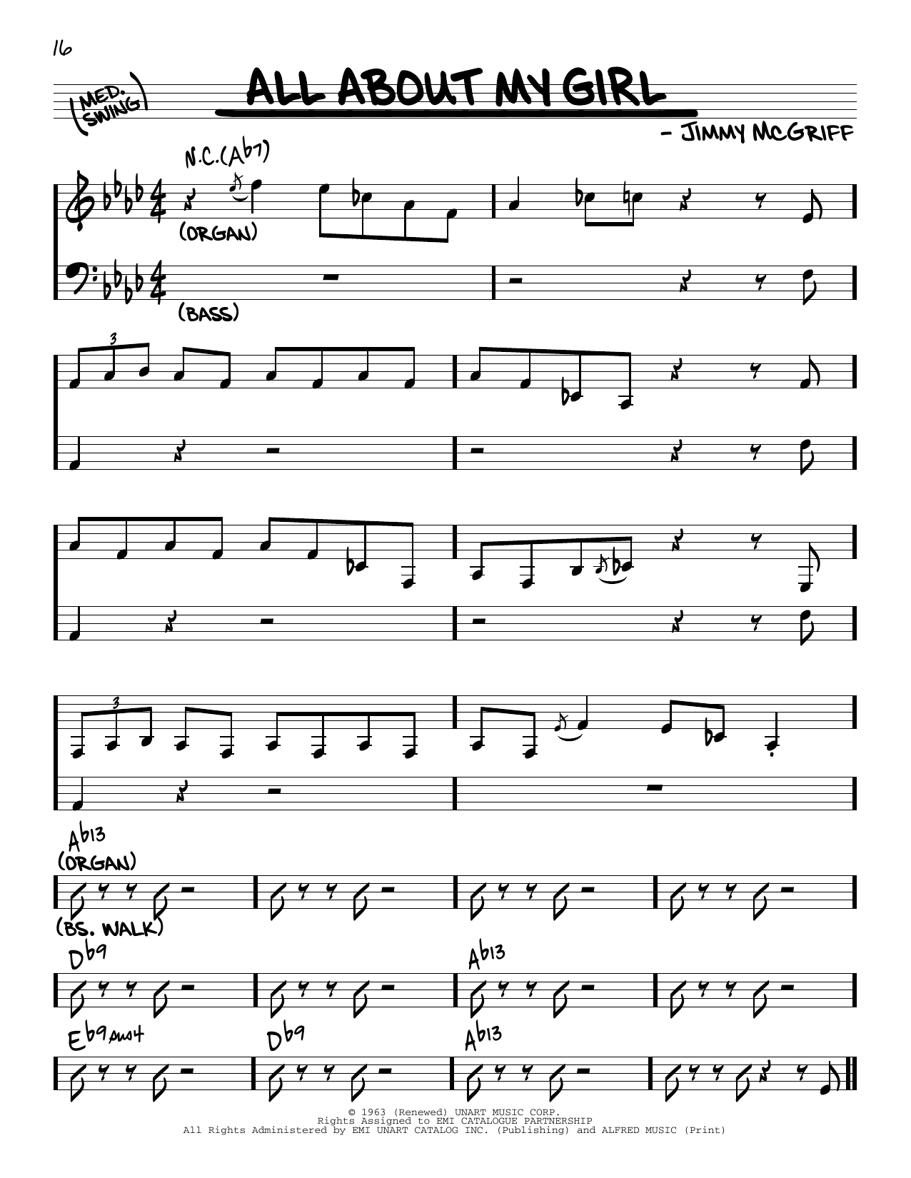 Jimmy McGriff All About My Girl Sheet Music
