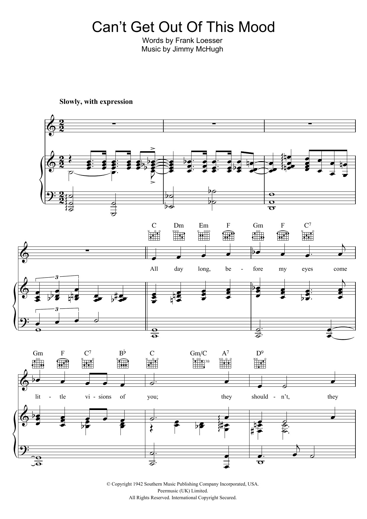 Jimmy McHugh Can't Get Out Of This Mood Sheet Music