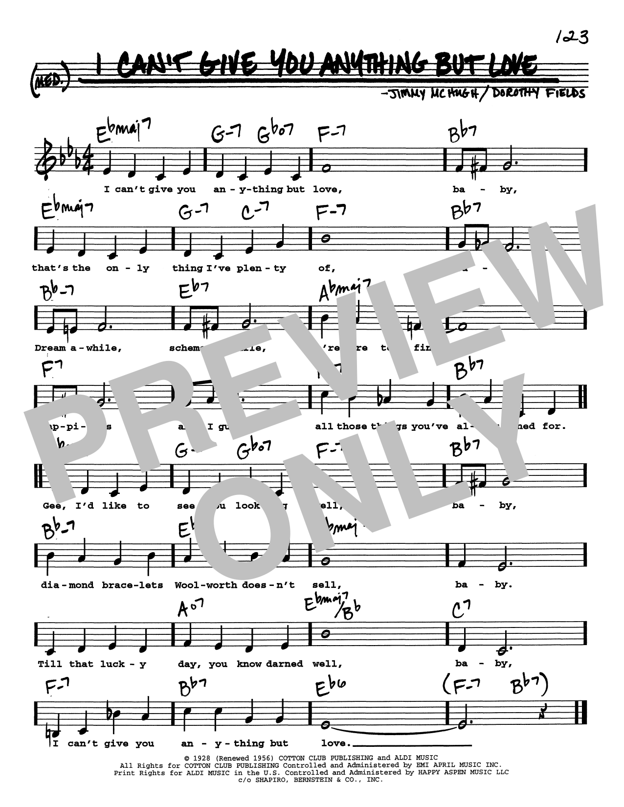 Jimmy McHugh I Can't Give You Anything But Love (Low Voice) Sheet Music