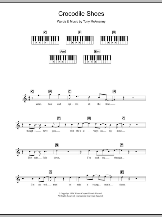 Jimmy Nail Crocodile Shoes Sheet Music