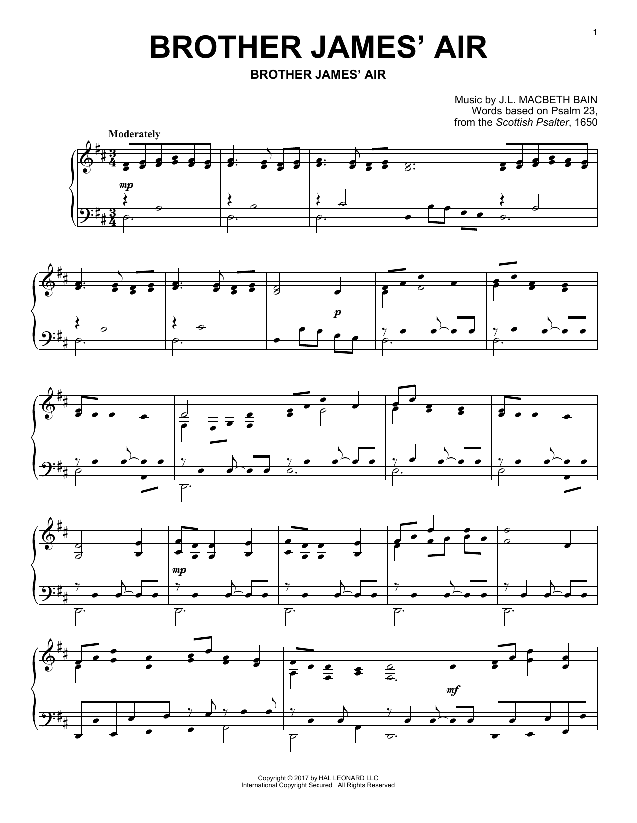 J.L. Macbeth Bain Brother James' Air Sheet Music