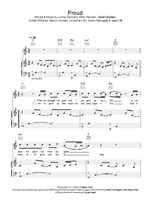 JLS Proud Sheet Music