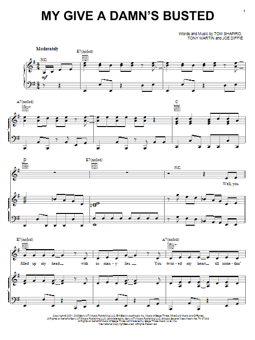 Jo Dee Messina My Give A Damn's Busted Sheet Music