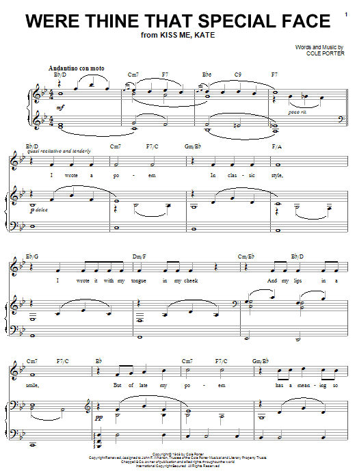 Joan Frey Boytim Were Thine That Special Face (from Kiss Me, Kate) Sheet Music