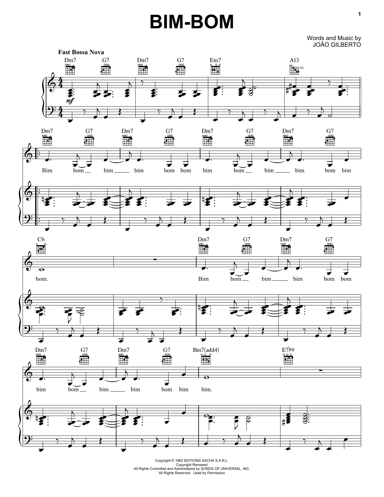 Joao Gilberto Bim-Bom Sheet Music