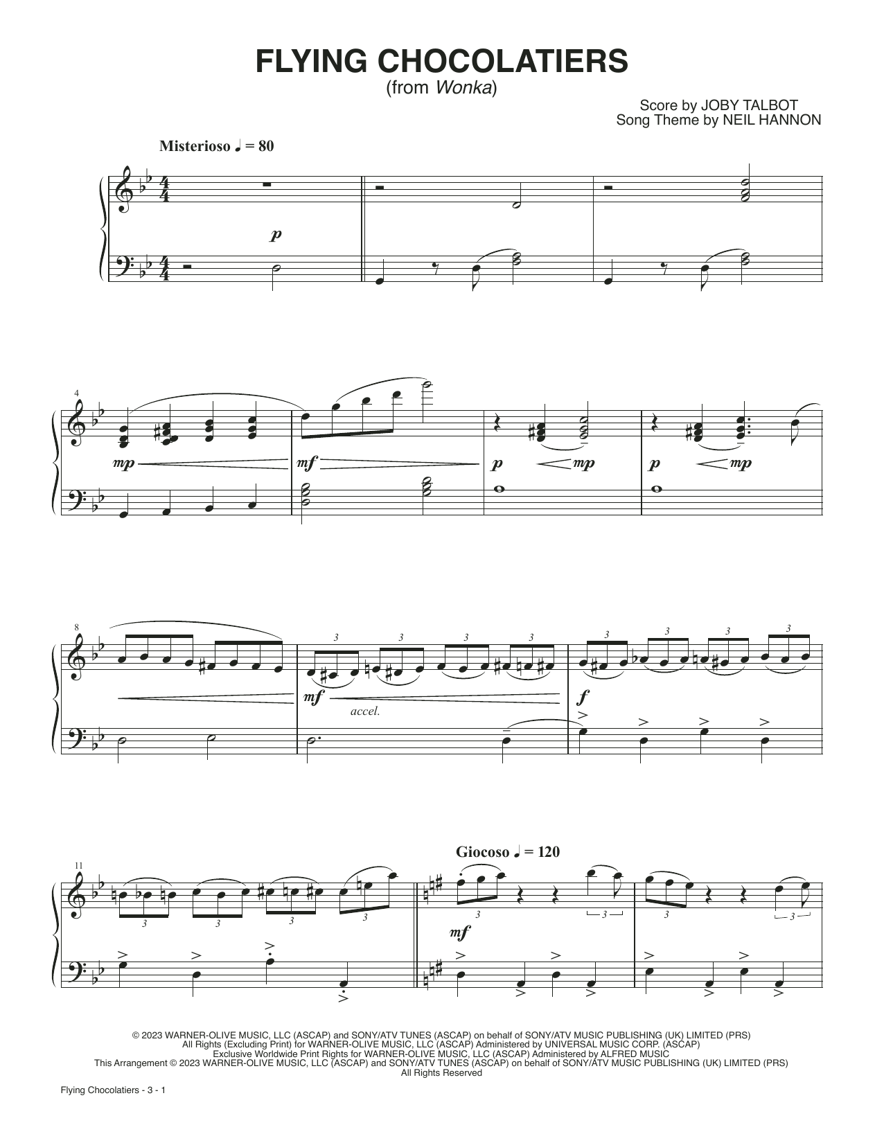 Joby Talbot Flying Chocolatiers (from Wonka) Sheet Music