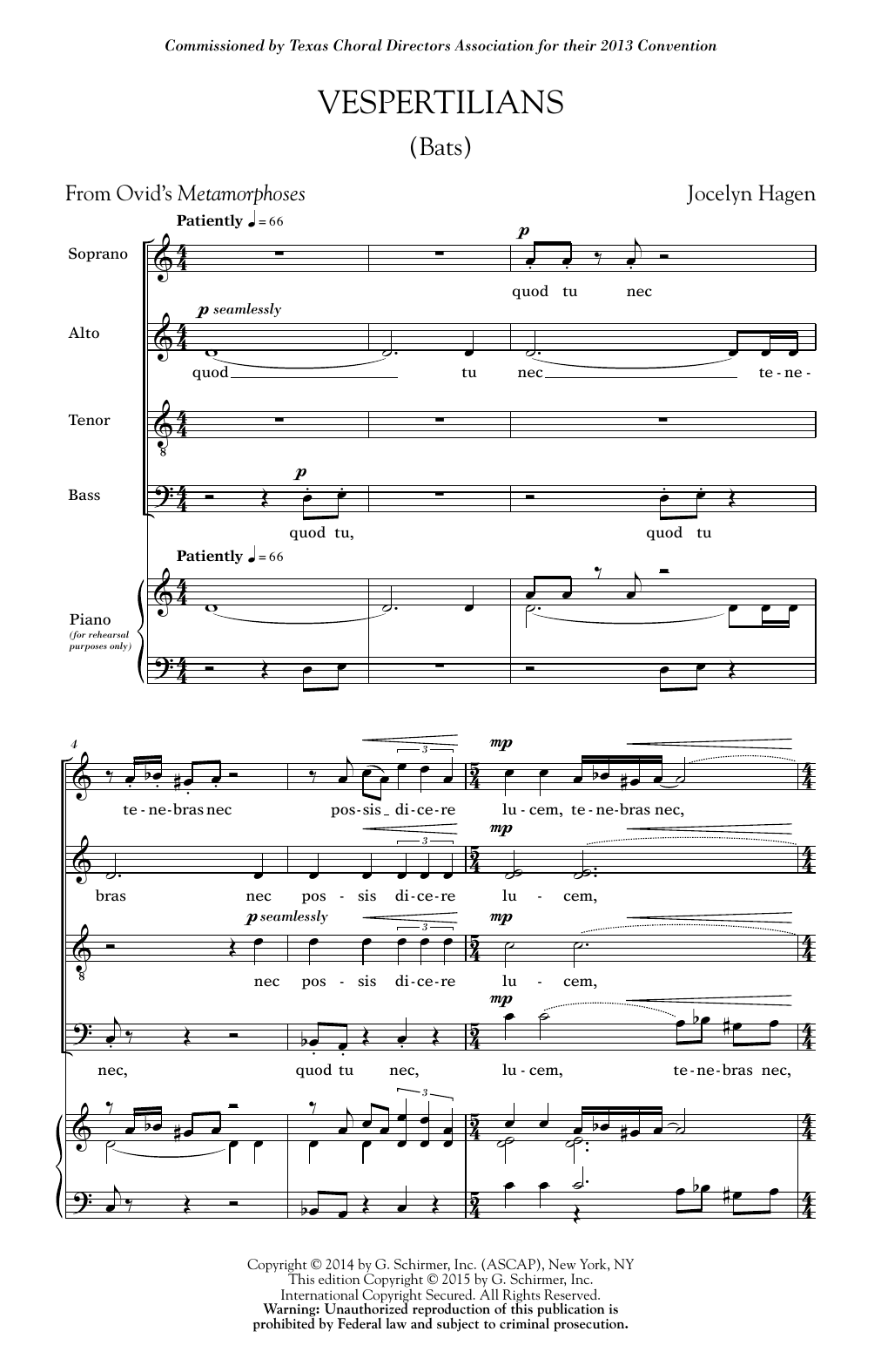 Jocelyn Hagen Vespertilians Sheet Music