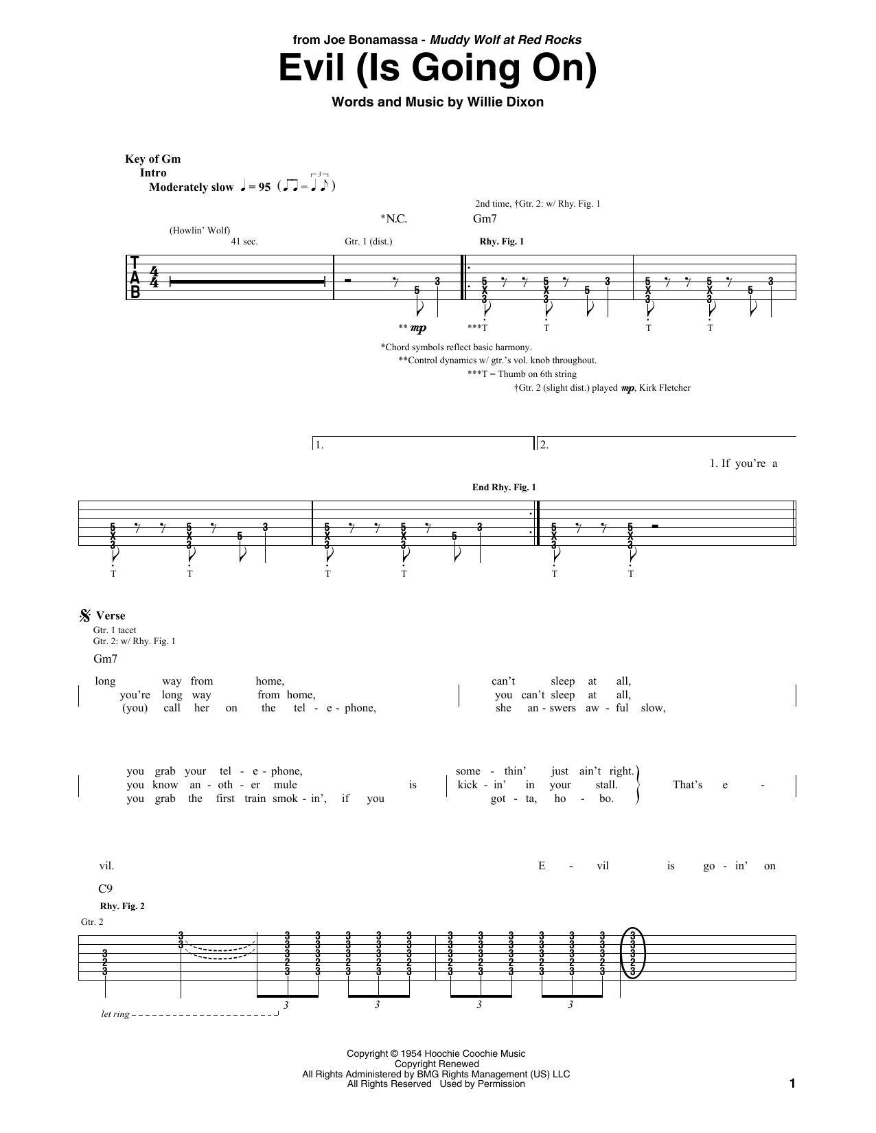Joe Bonamassa Evil (Is Going On) Sheet Music