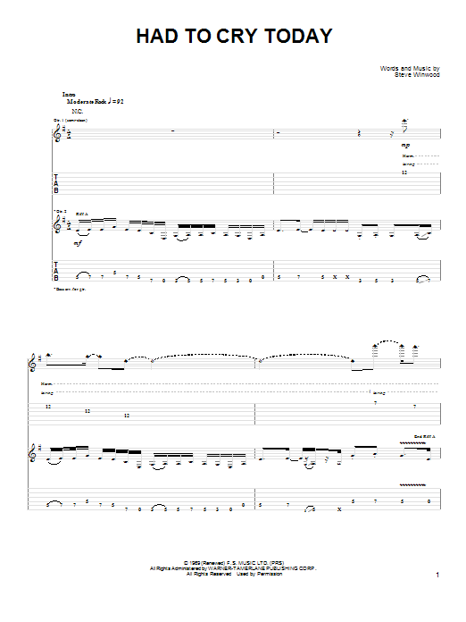 Joe Bonamassa Had To Cry Today Sheet Music