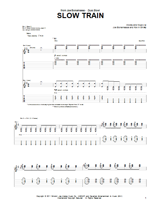 Joe Bonamassa Slow Train Sheet Music