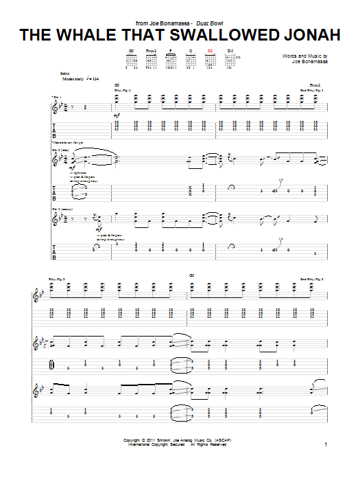 Joe Bonamassa The Whale That Swallowed Jonah Sheet Music