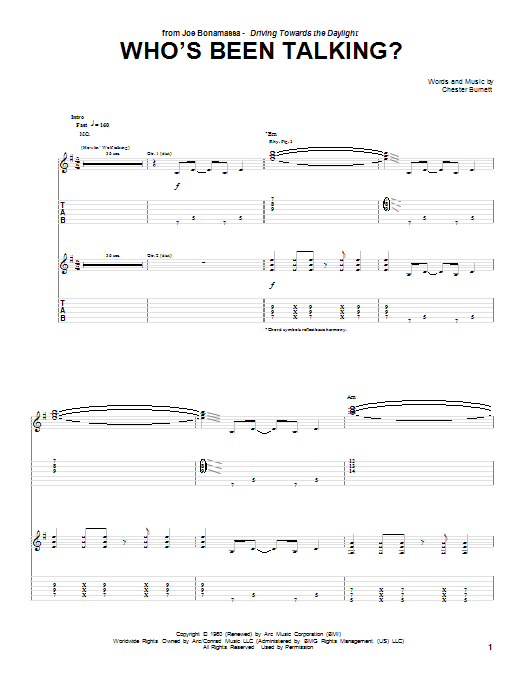 Joe Bonamassa Who's Been Talking Sheet Music