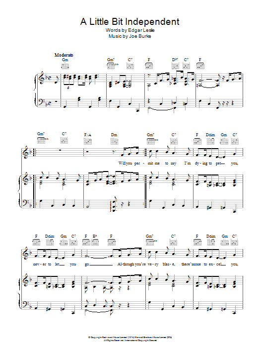 Joe Burke A Little Bit Independent Sheet Music