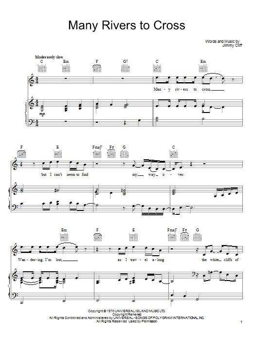 Joe Cocker Many Rivers To Cross Sheet Music