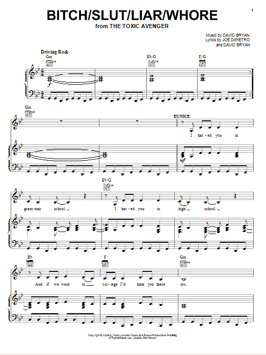 Joe DiPietro Bitch/Slut/Liar/Whore Sheet Music