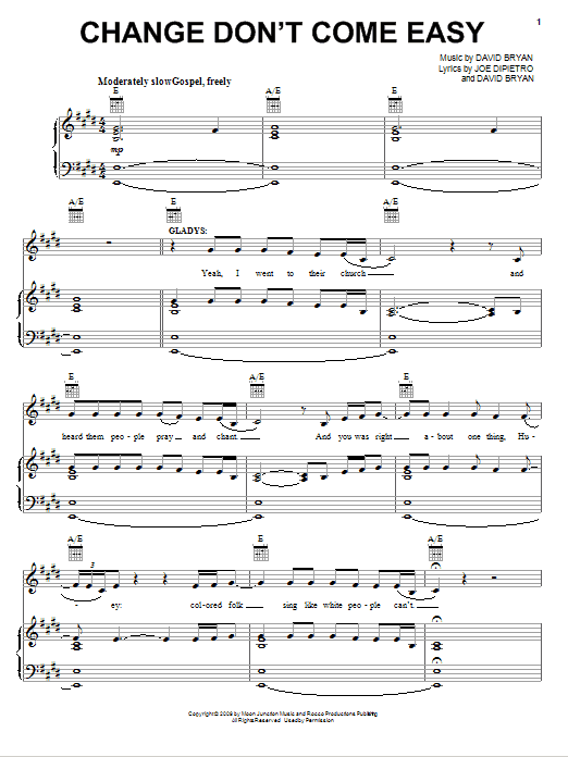 Joe DiPietro Change Don't Come Easy Sheet Music