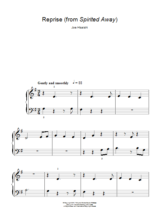 Joe Hisaishi Reprise . . . (from Spirited Away) Sheet Music