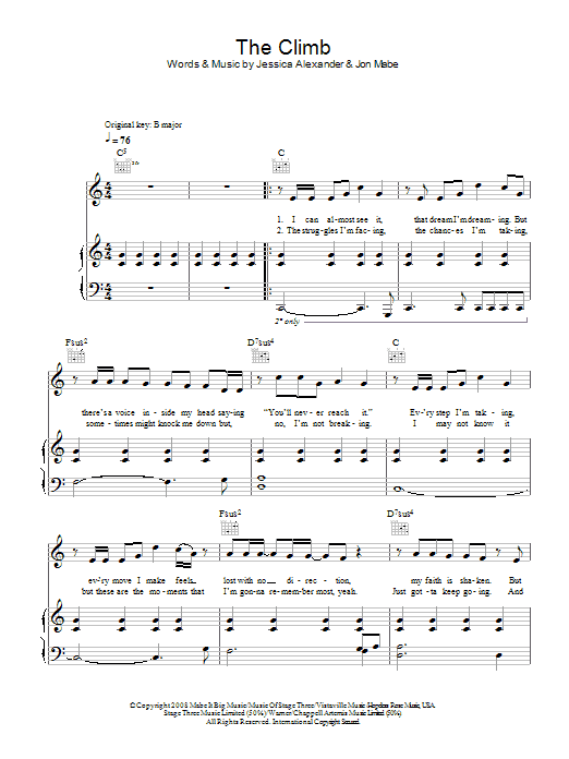 Joe McElderry The Climb (from Hannah Montana: The Movie) Sheet Music