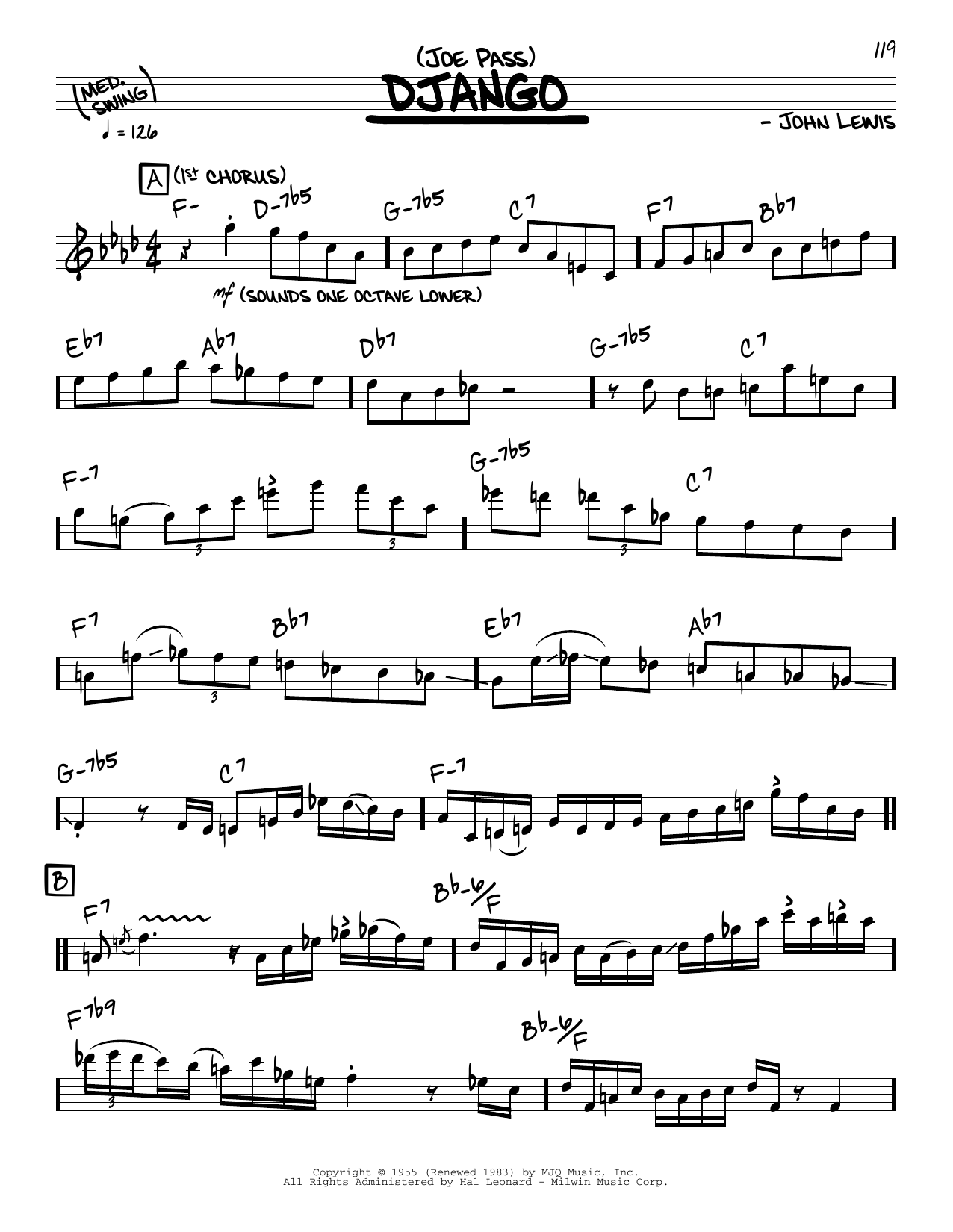 Joe Pass Django (solo only) Sheet Music