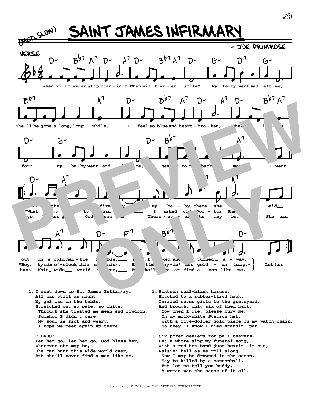 Joe Primrose Saint James Infirmary (arr. Robert Rawlins) Sheet Music