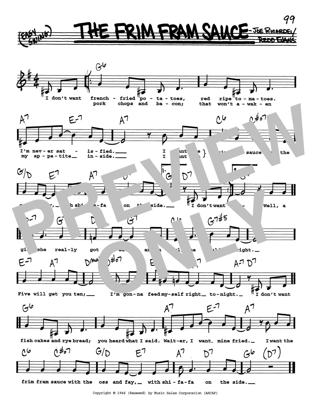 Joe Ricardel The Frim Fram Sauce (Low Voice) Sheet Music
