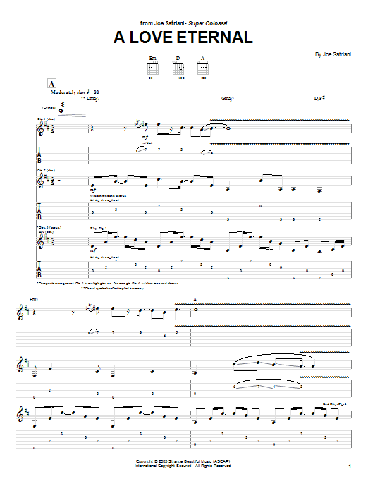 Joe Satriani A Love Eternal Sheet Music