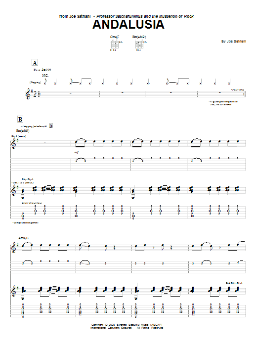 Joe Satriani Andalusia Sheet Music
