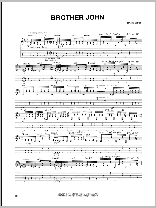 Joe Satriani Brother John Sheet Music