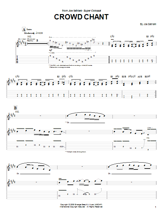 Joe Satriani Crowd Chant Sheet Music