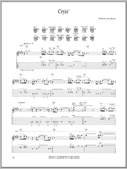 Joe Satriani Cryin' Sheet Music