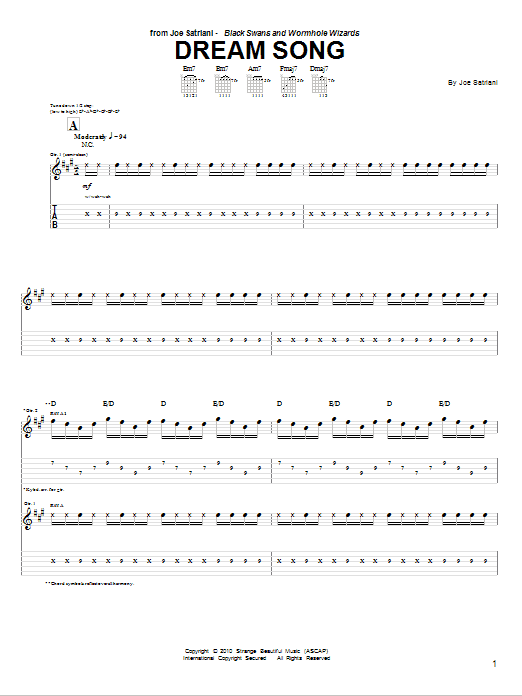 Joe Satriani Dream Song Sheet Music