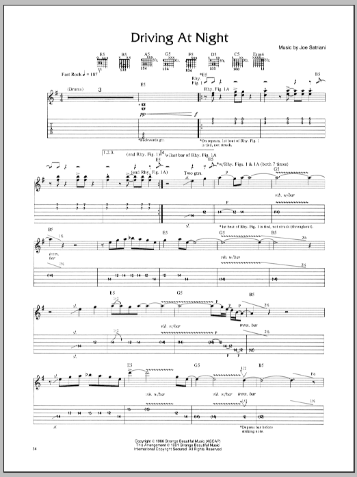 Joe Satriani Driving At Night Sheet Music