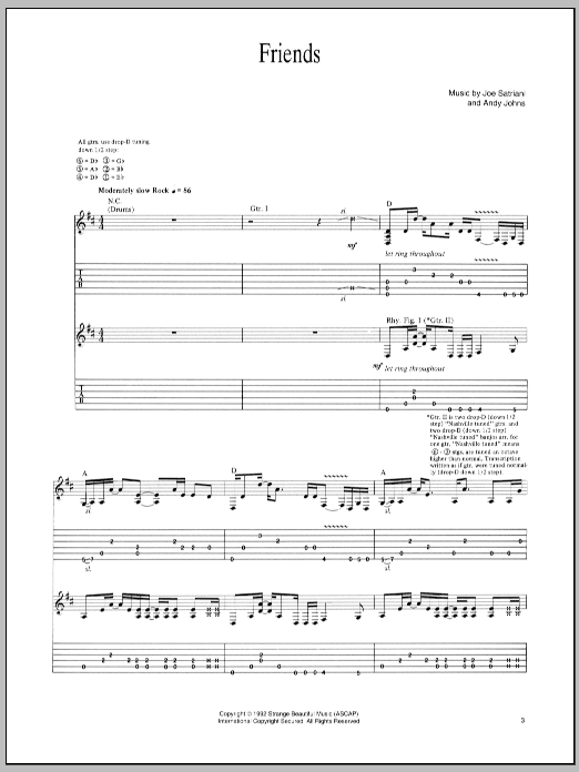 Joe Satriani Friends Sheet Music